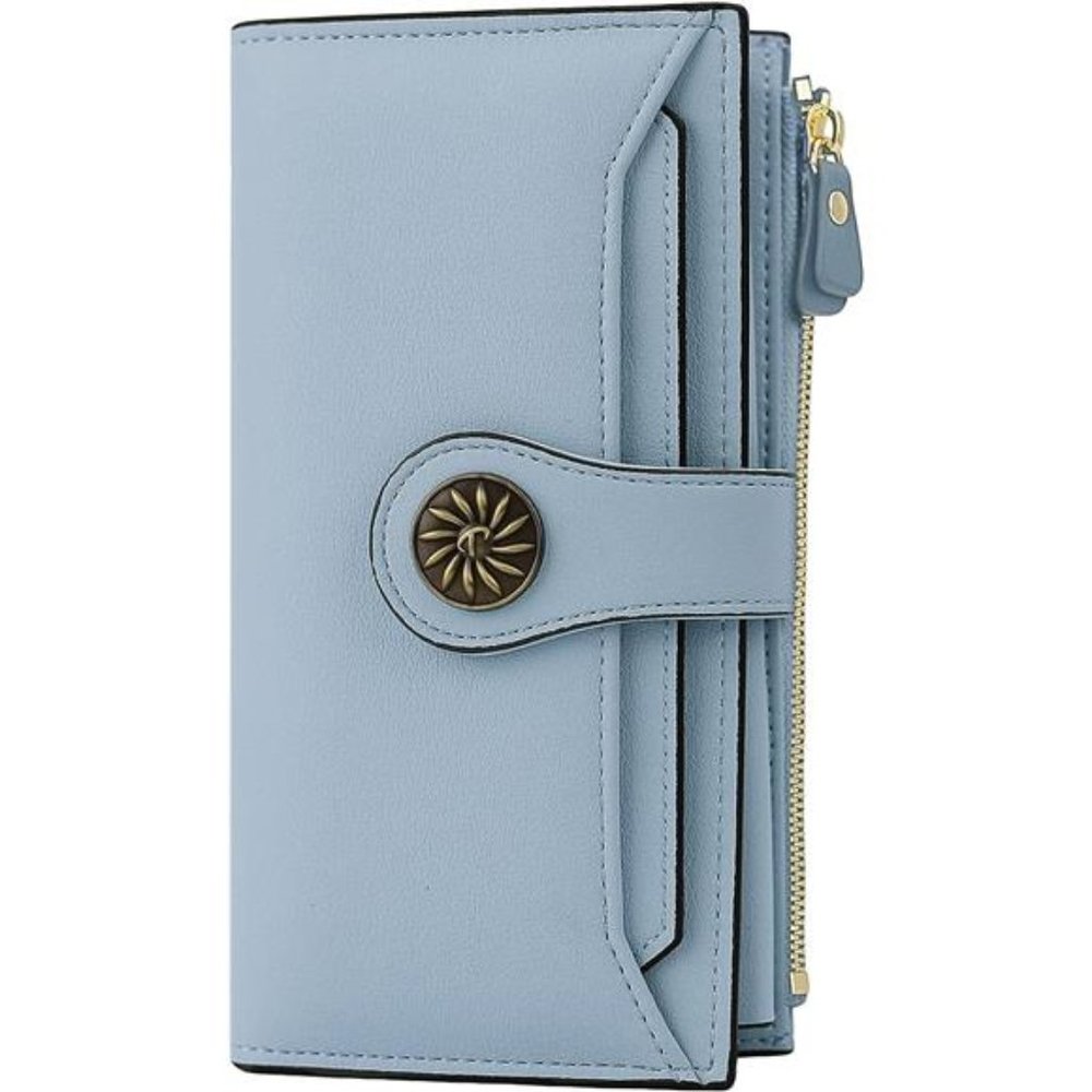 Womens RFID Blocking Large Capacity Luxury Waxed Genuine Leather Clutch Wallet